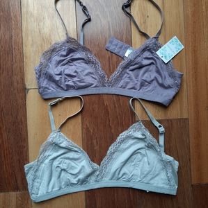 Two Lace Cotton Bralettes
